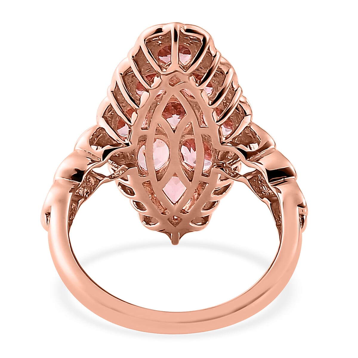 Premium Blush Tourmaline Elongated Ring in Vermeil Rose Gold Over Sterling Silver 3.40 ctw (Del. in 7-10 Days) image number 4