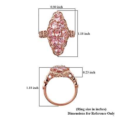 Premium Blush Tourmaline Elongated Ring in Vermeil Rose Gold Over Sterling Silver (Size 10.0) 3.40 ctw