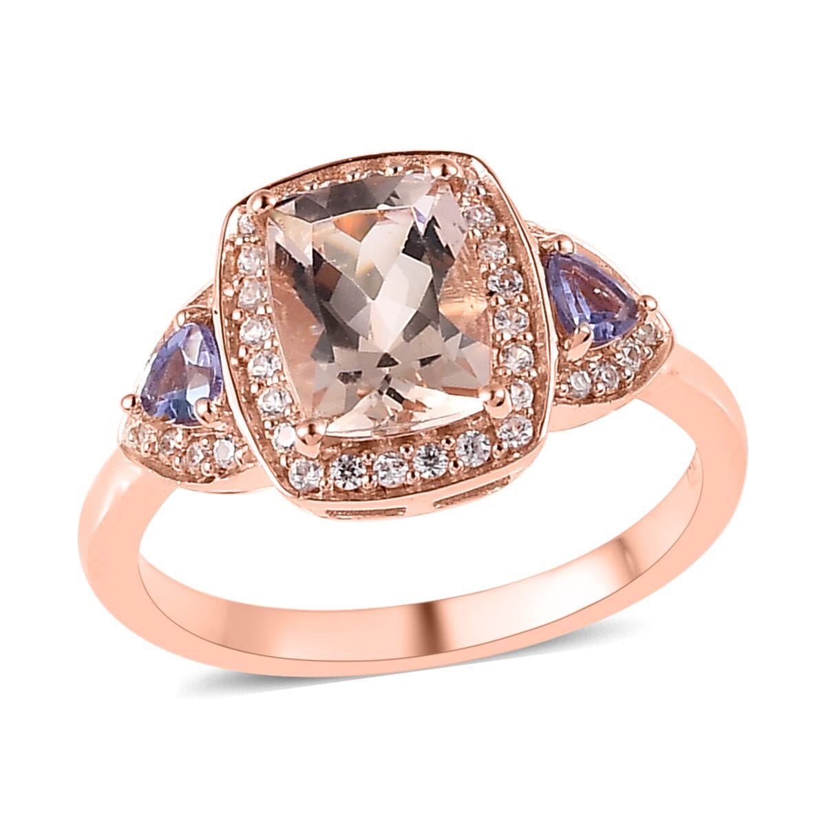 Premium Marropino Morganite and Multi Gemstone Halo Ring in Vermeil Rose Gold Over Sterling Silver 2.00 ctw image number 0