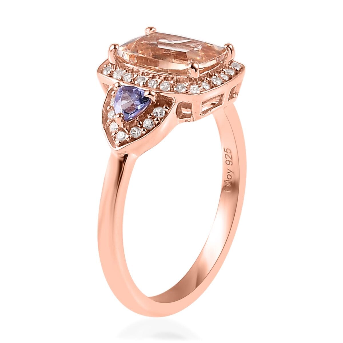 Premium Marropino Morganite and Multi Gemstone Halo Ring in Vermeil Rose Gold Over Sterling Silver 2.00 ctw image number 3