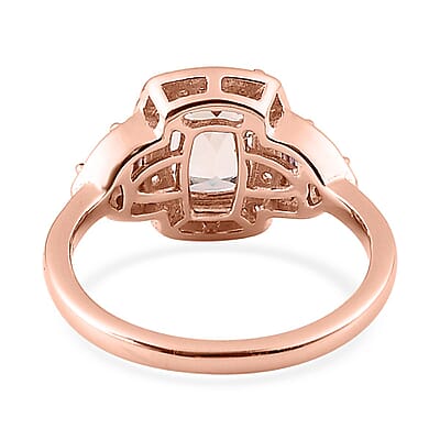 Premium Marropino Morganite and Multi Gemstone Halo Ring in Vermeil Rose Gold Over Sterling Silver (Size 10.0) 2.00 ctw