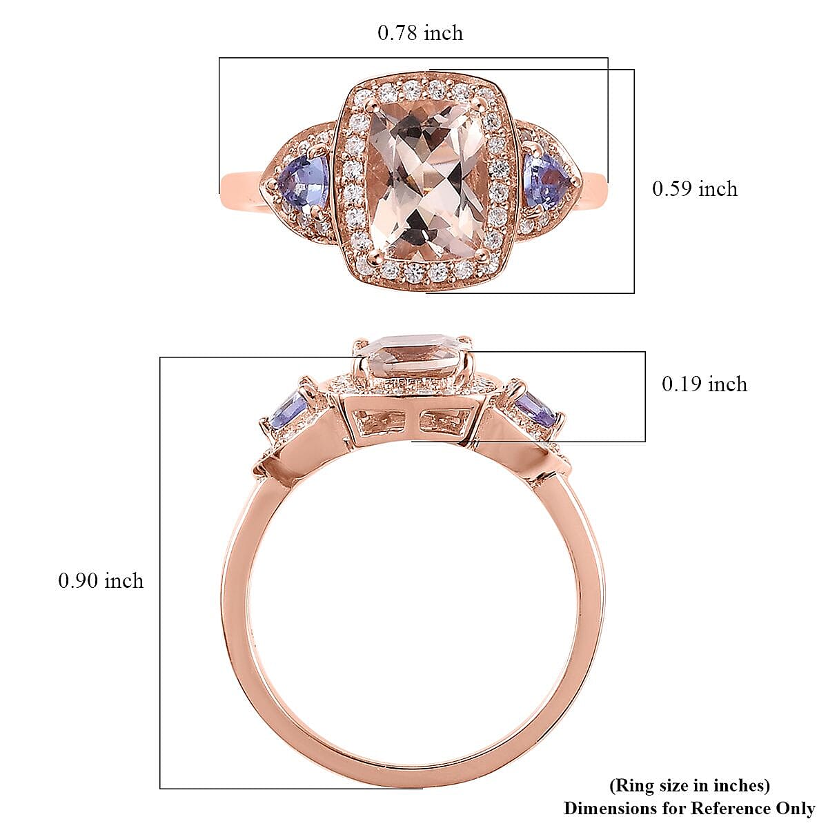Premium Marropino Morganite and Multi Gemstone Halo Ring in Vermeil Rose Gold Over Sterling Silver (Size 10.0) 2.00 ctw