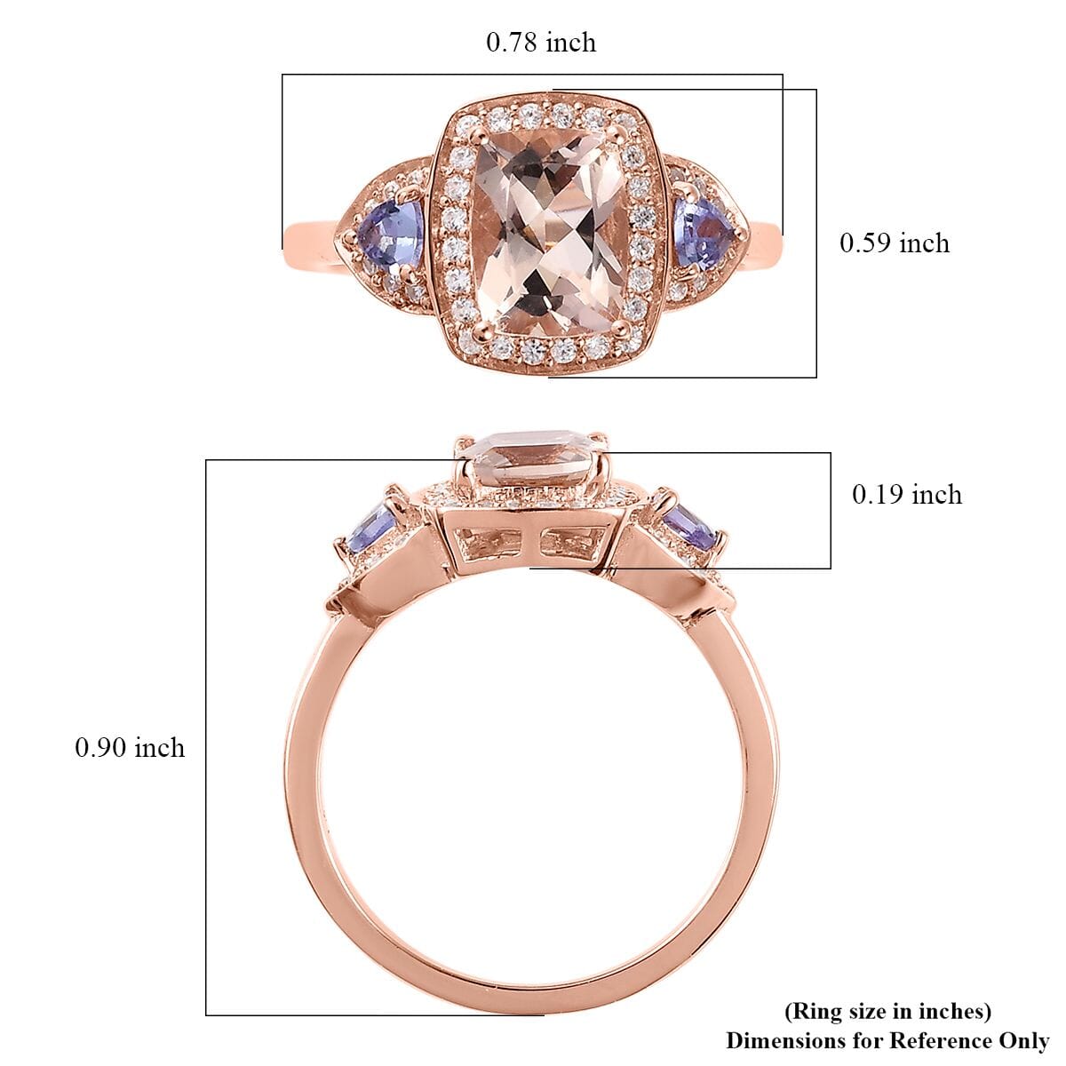 Premium Marropino Morganite and Multi Gemstone Halo Ring in Vermeil Rose Gold Over Sterling Silver 2.00 ctw image number 5