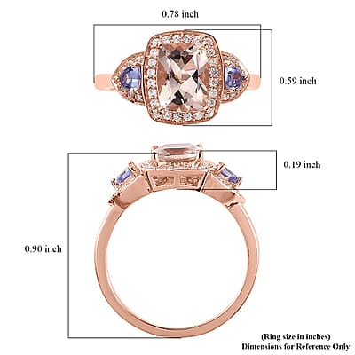 Premium Marropino Morganite and Multi Gemstone Halo Ring in Vermeil Rose Gold Over Sterling Silver (Size 10.0) 2.00 ctw