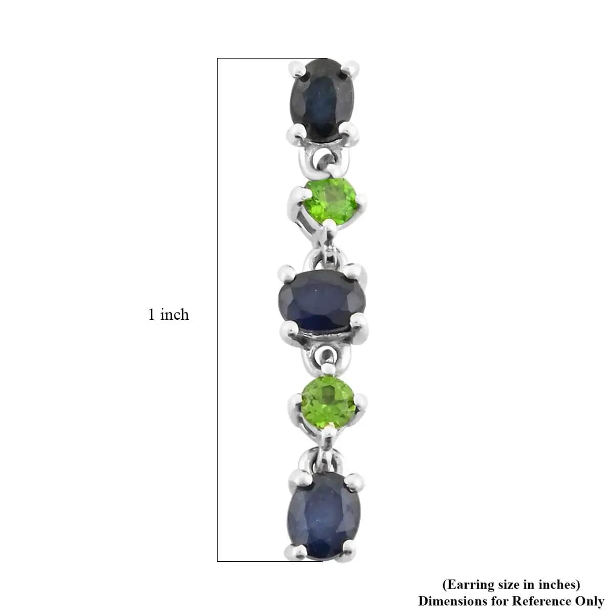 Kanchanaburi Blue Sapphire and Chrome Diopside Dangling Earrings in Platinum Over Sterling Silver 1.70 ctw image number 5