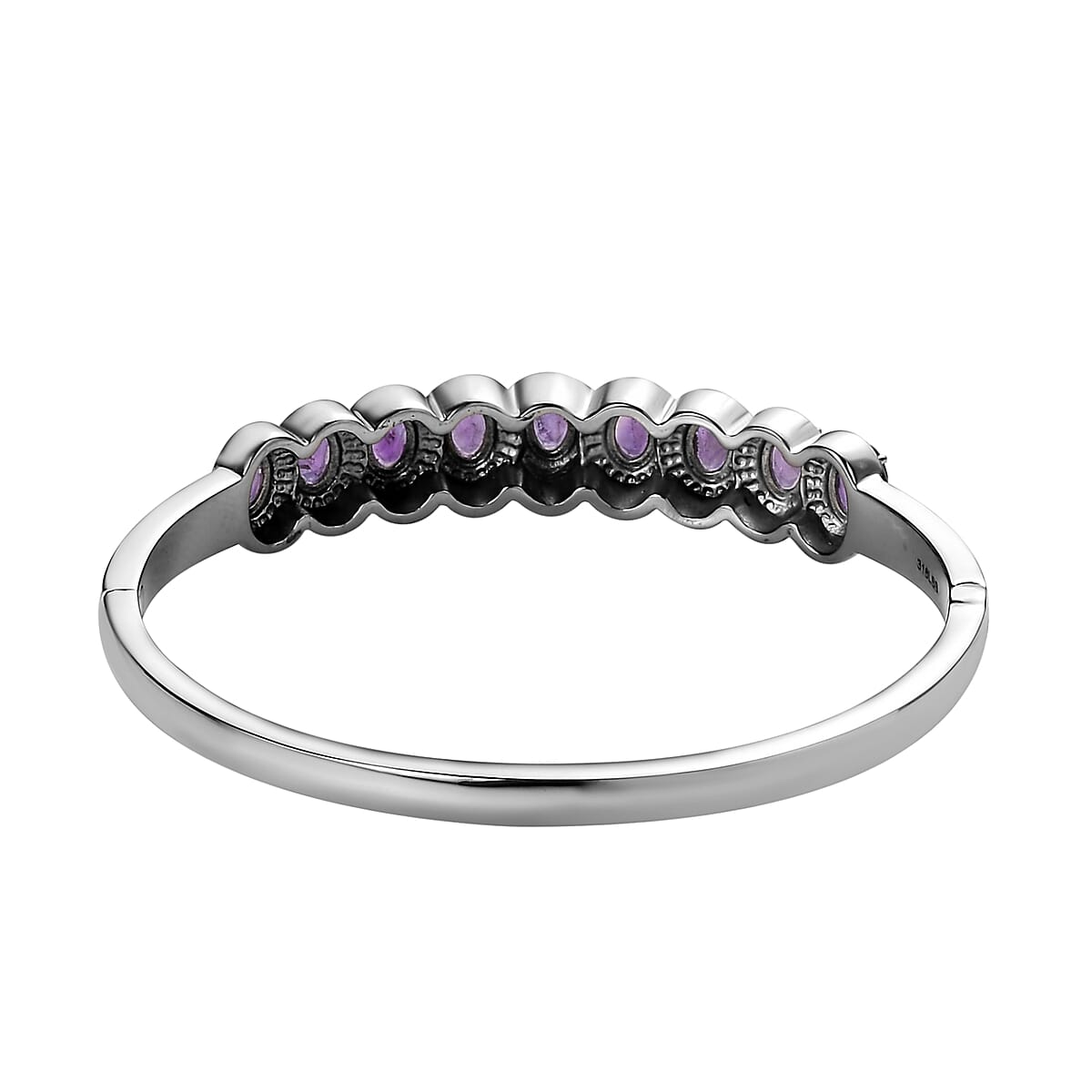 African Amethyst Bangle Bracelet in Stainless Steel (8.00 In) 3.75 ctw image number 4