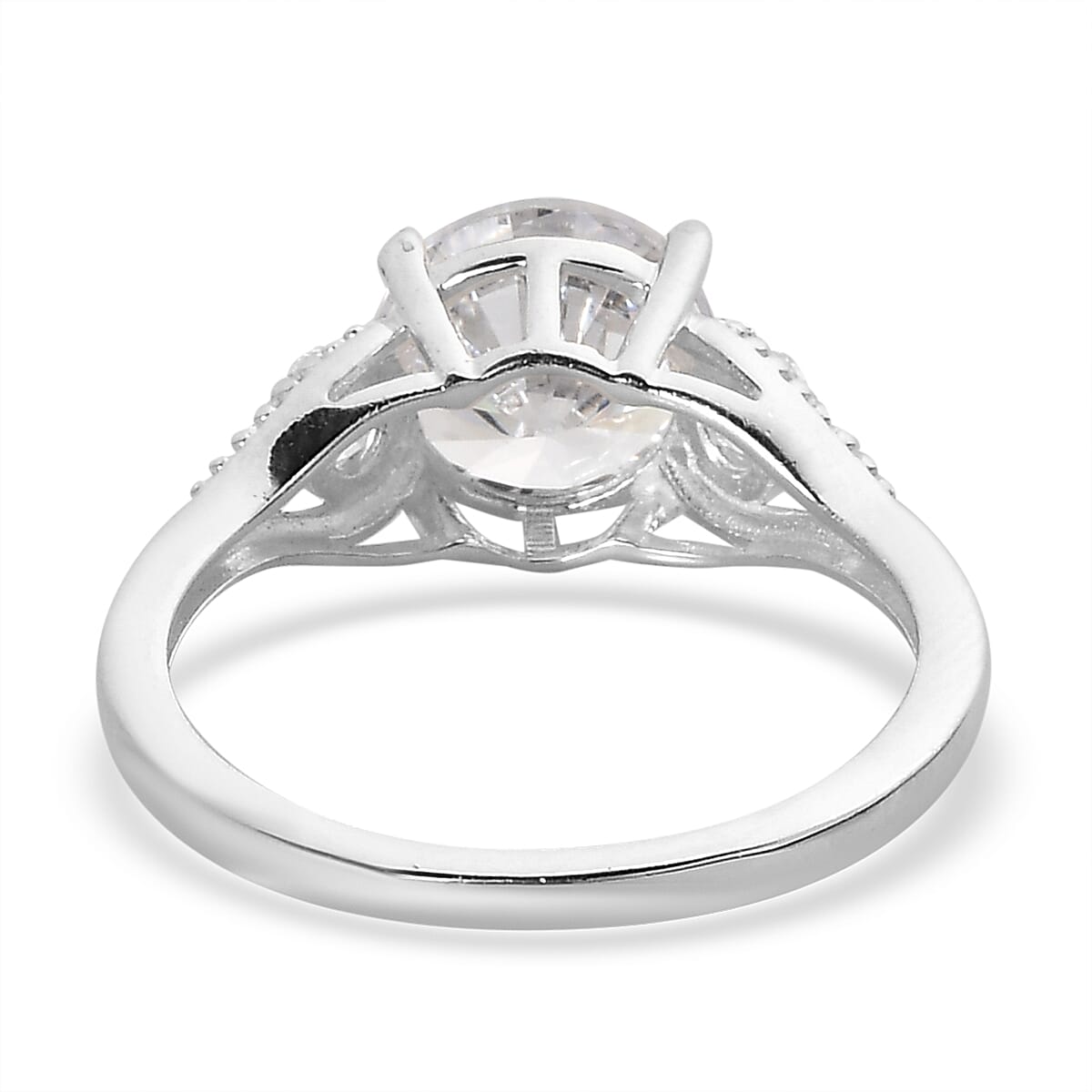 Simulated Diamond 3 Stone Ring in Sterling Silver (Size 10.0)