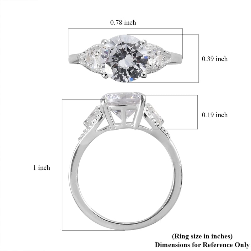 Simulated Diamond 3 Stone Ring in Sterling Silver (Size 10.0)