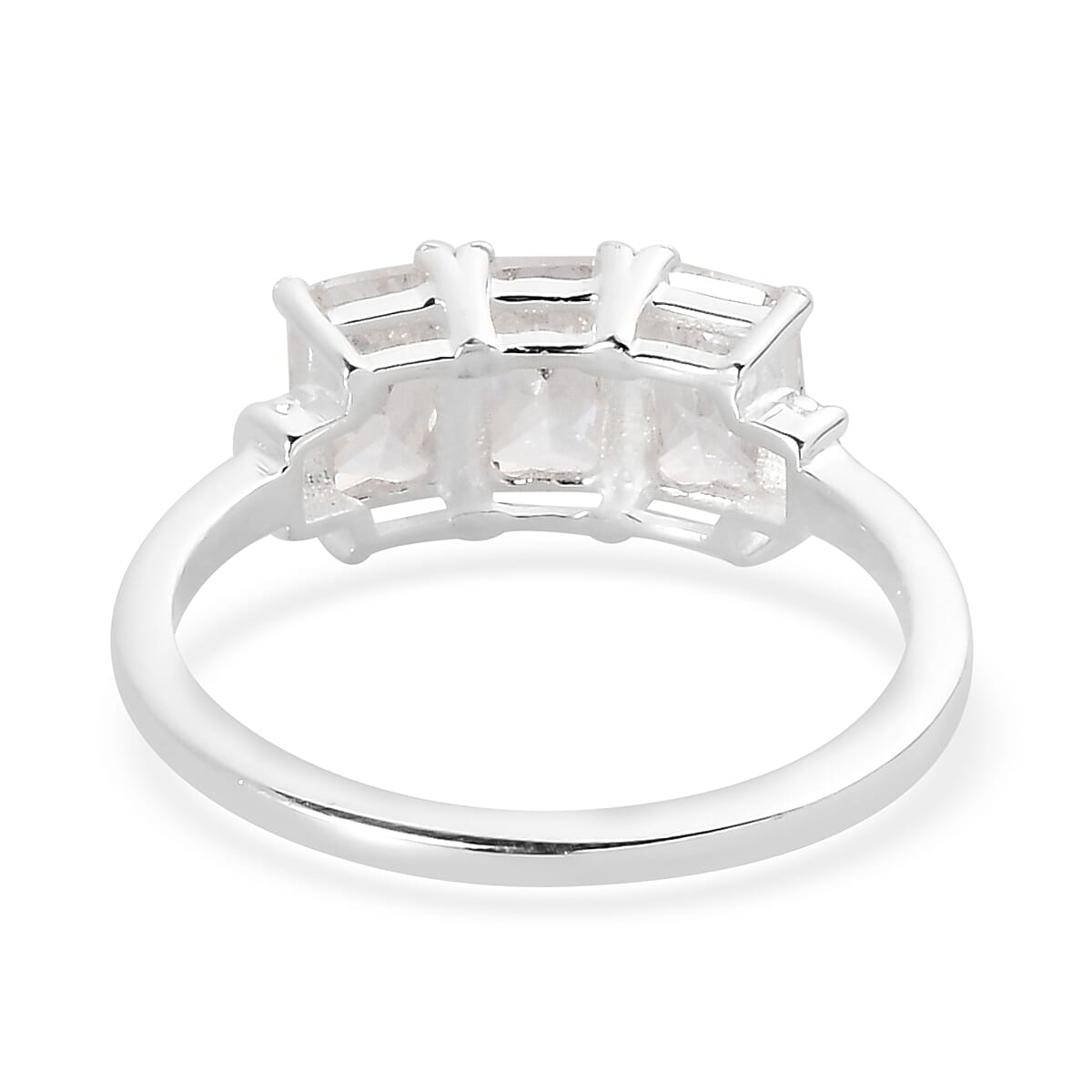Simulated Diamond 3 Stone Ring in Sterling Silver (Size 10.0)