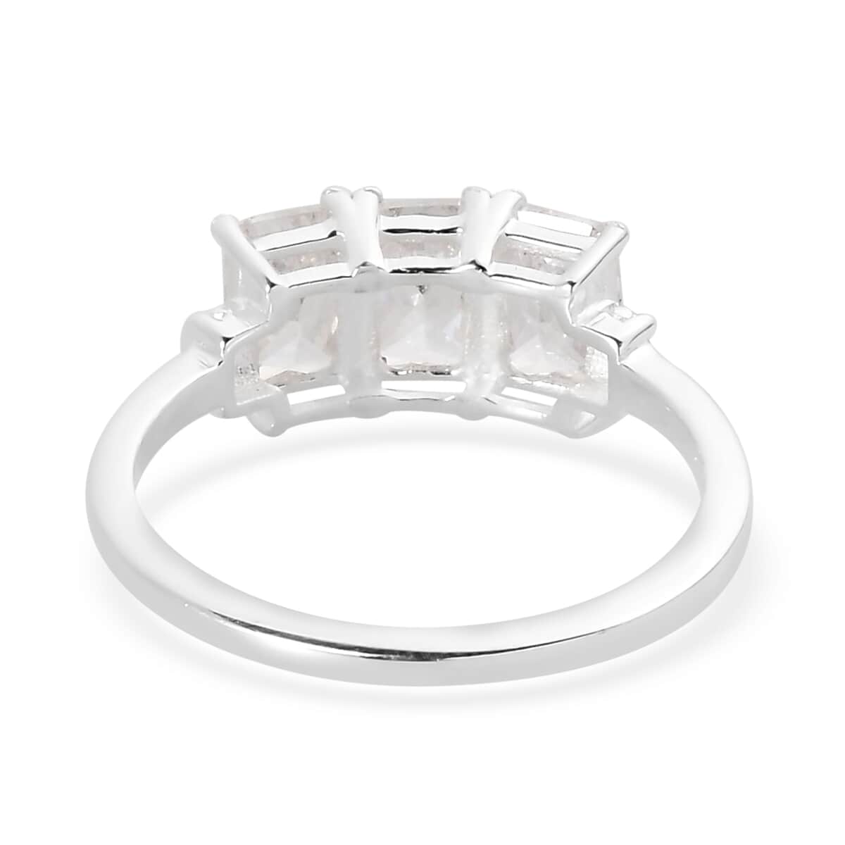 Simulated Diamond 3 Stone Ring in Sterling Silver (Size 10.0) image number 4