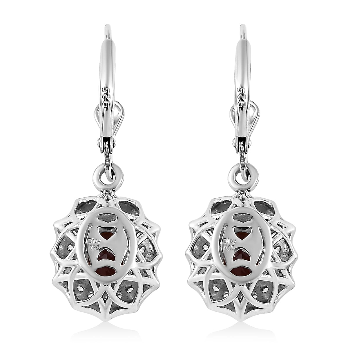 Premium Brazilian Cherry Citrine and White Zircon Lever Back Earrings in Platinum Over Sterling Silver 2.15 ctw image number 3