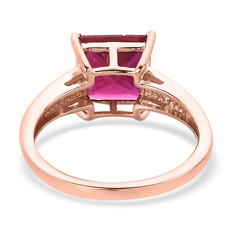 Simulated Red and White Diamond Ring in 14K RG Over Sterling Silver (Size 10.0) 3.10 ctw