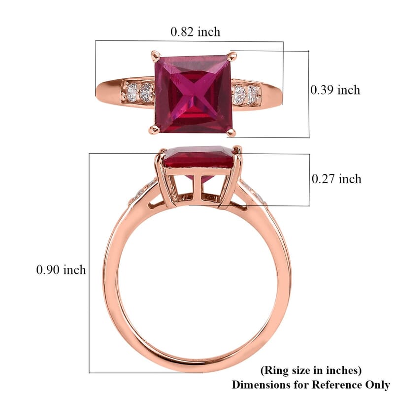Simulated Red and White Diamond Ring in 14K RG Over Sterling Silver (Size 10.0) 3.10 ctw