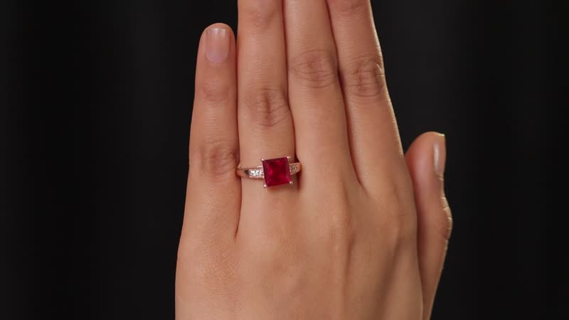 Simulated Red and White Diamond Ring in 14K RG Over Sterling Silver 3.10 ctw