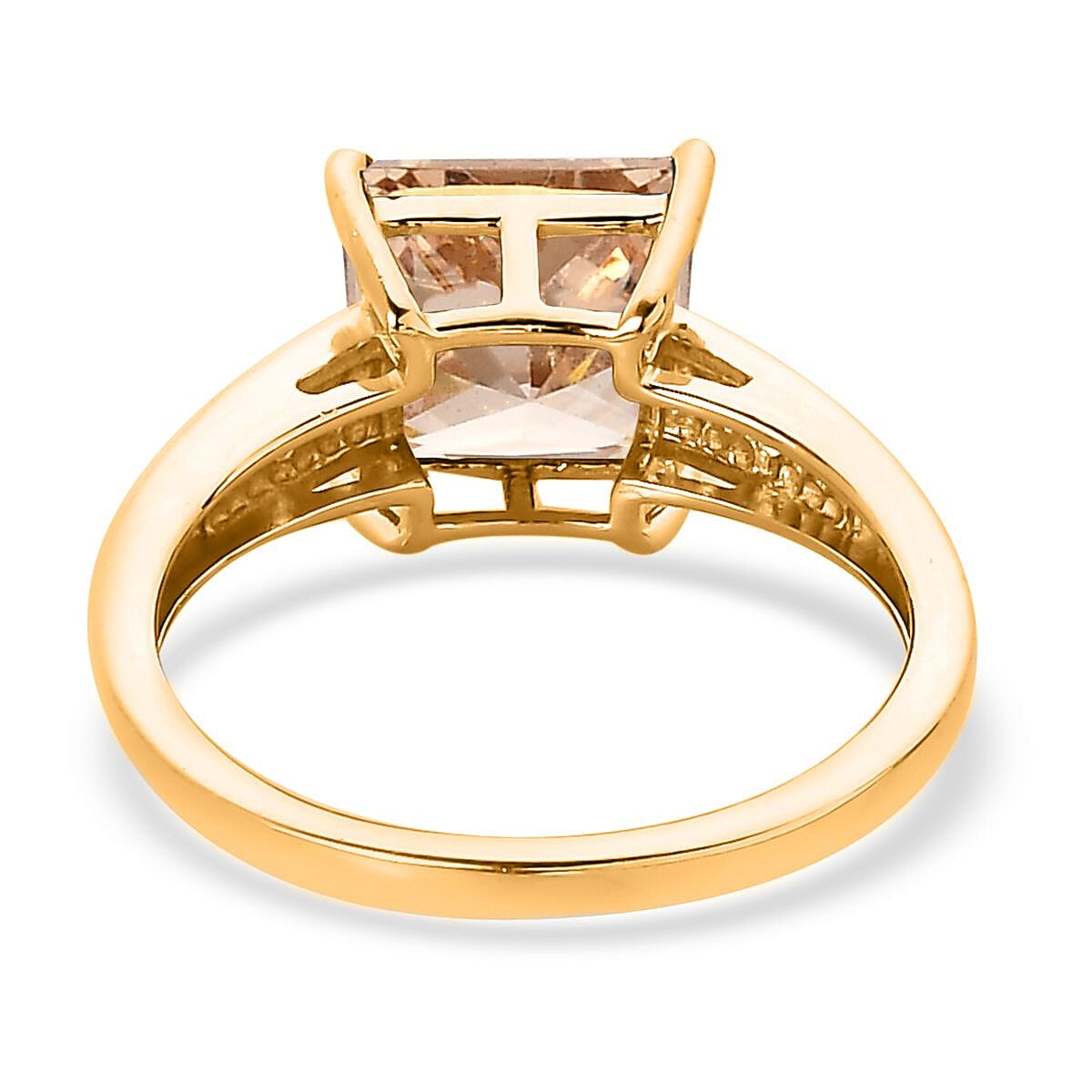 Simulated Champagne and White Diamond Ring in 14K YG Over Sterling Silver (Size 5.0) 3.10 ctw image number 4