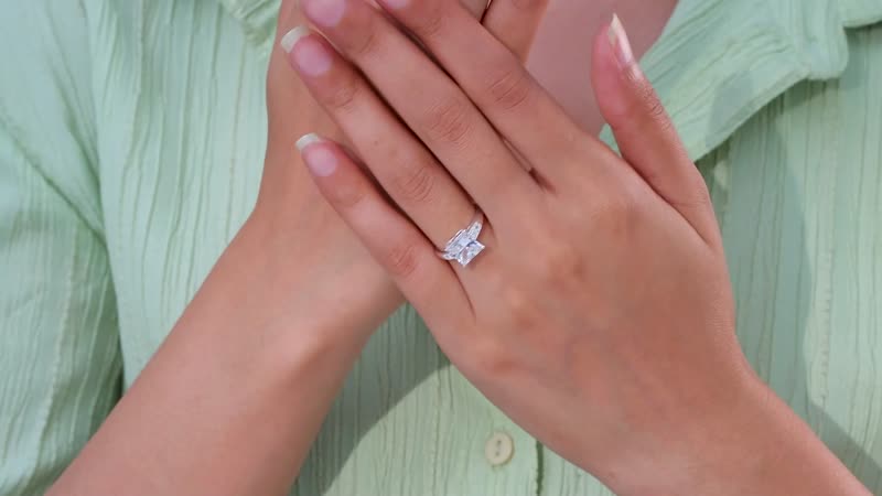 Simulated Red and White Diamond Ring in 14K RG Over Sterling Silver 3.10 ctw