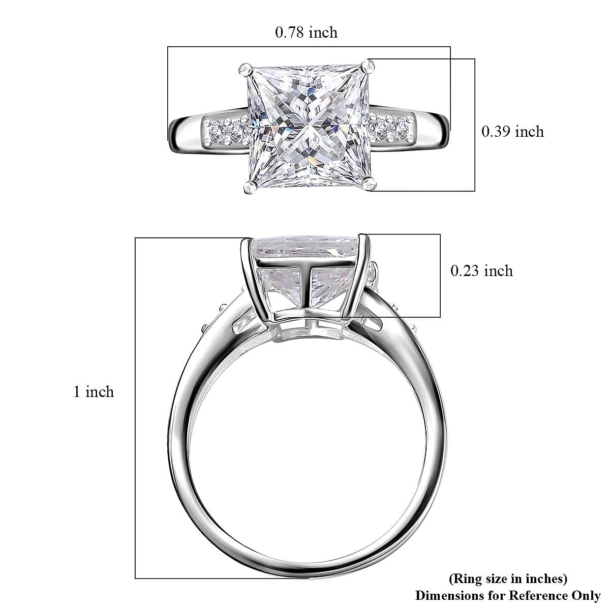 D'Joy Simulated White Diamond 4.15 ctw Ring in Sterling Silver (Size 5.0) image number 6