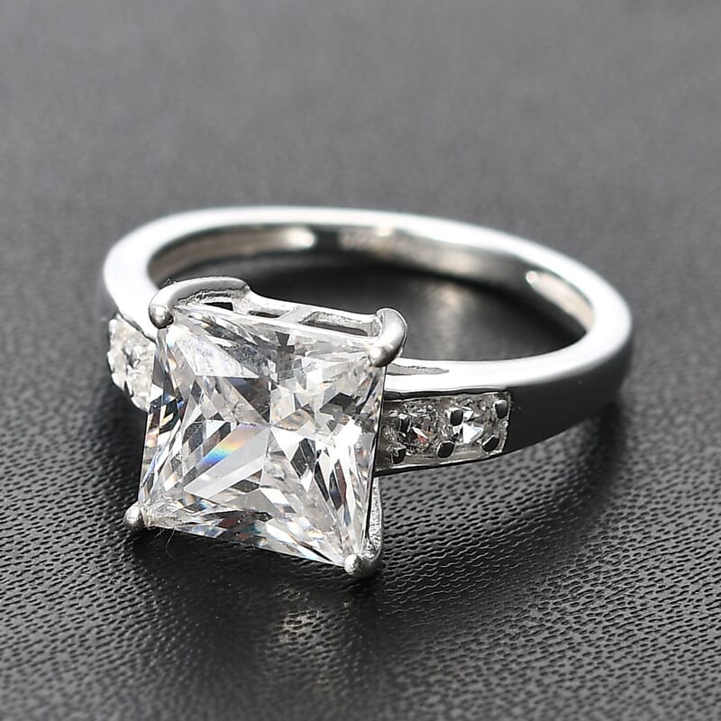 D'Joy Simulated White Diamond 4.15 ctw Ring in Sterling Silver (Size 9.0)