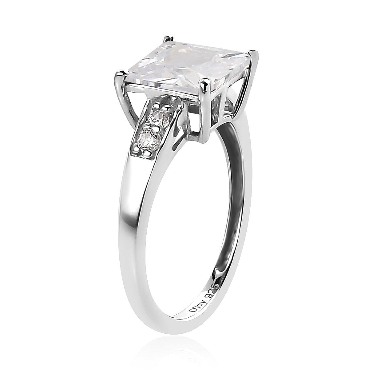 D'Joy Simulated White Diamond 4.15 ctw Ring in Sterling Silver (Size 9.0)