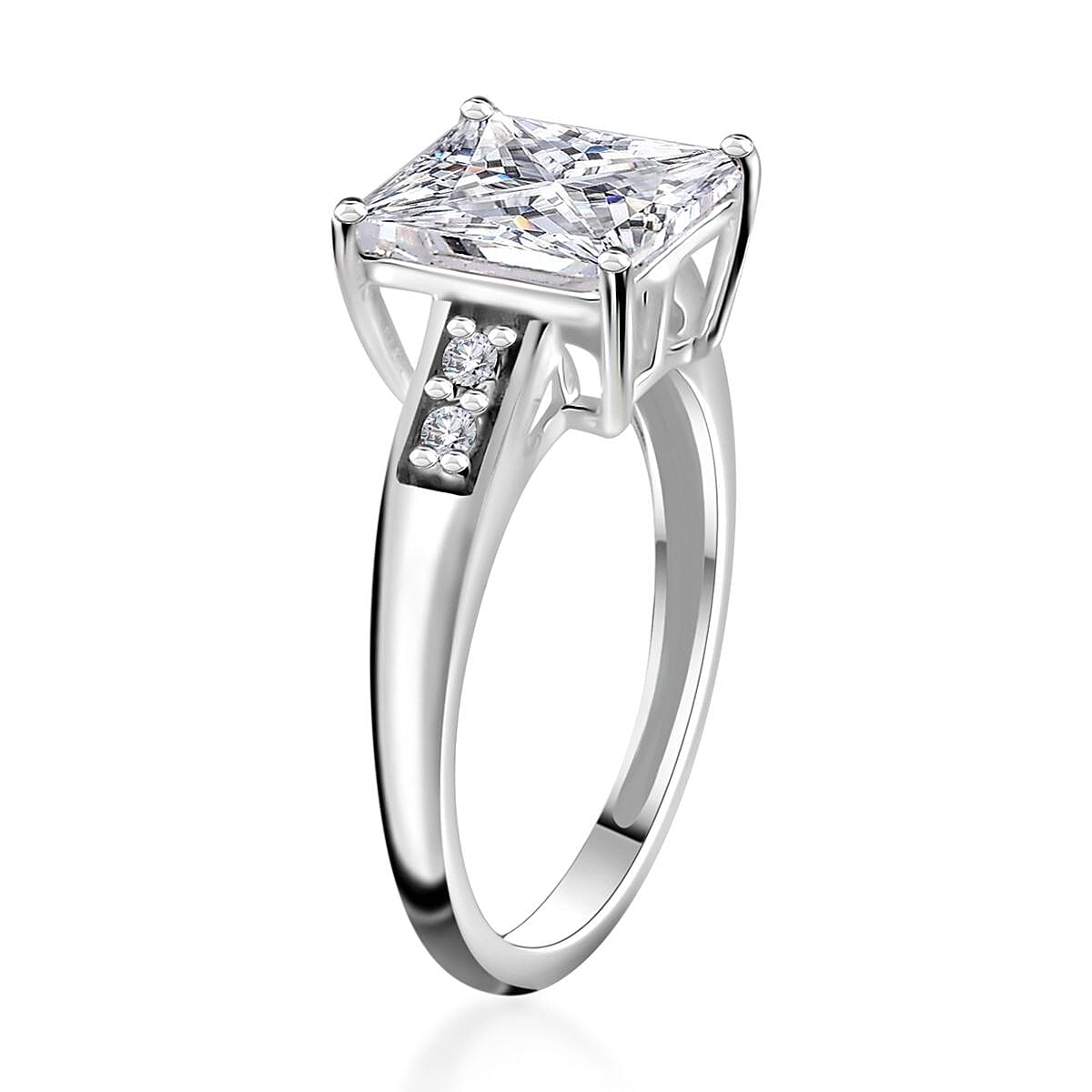D'Joy Simulated White Diamond 4.15 ctw Ring in Sterling Silver (Size 9.0)