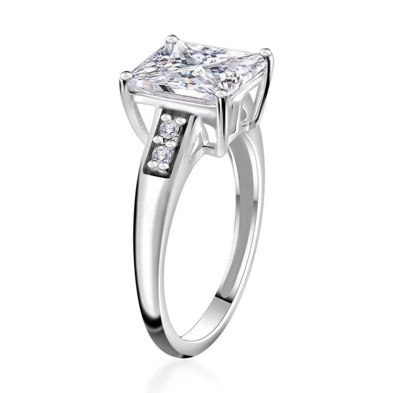D'Joy Simulated White Diamond 4.15 ctw Ring in Sterling Silver (Size 9.0)