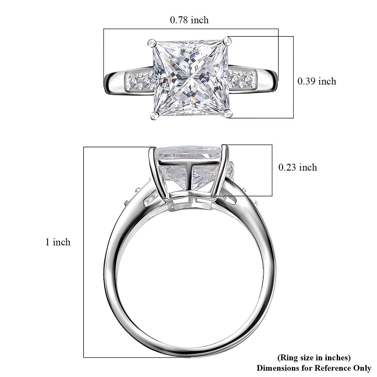 D'Joy Simulated White Diamond 4.15 ctw Ring in Sterling Silver (Size 9.0)