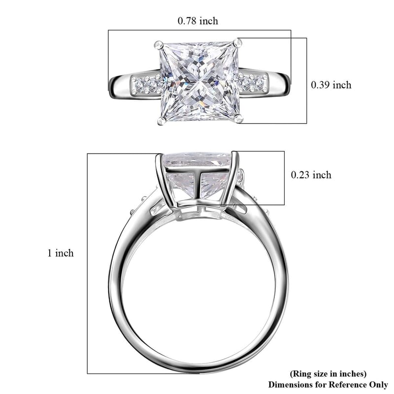 D'Joy Simulated White Diamond 4.15 ctw Ring in Sterling Silver (Size 9.0)