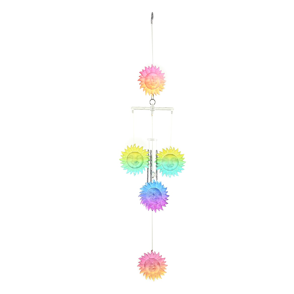 Set of 4 Colorful Wind Chimes -Dolphin, Hummingbird, Moon & Star, Sun image number 2