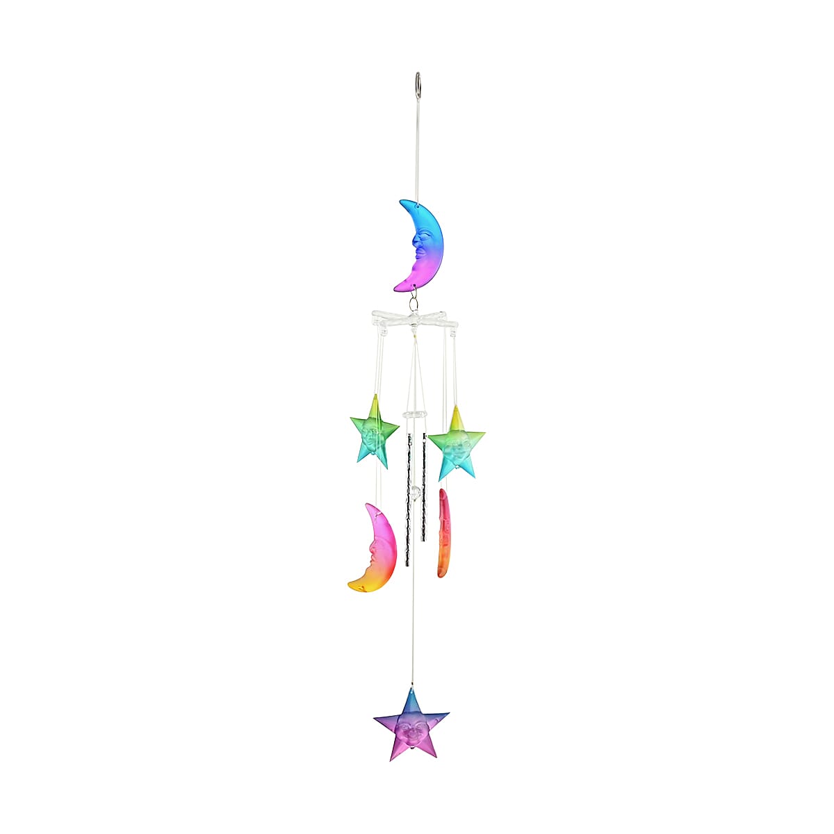 Set of 4 Colorful Wind Chimes -Dolphin, Hummingbird, Moon & Star, Sun image number 4