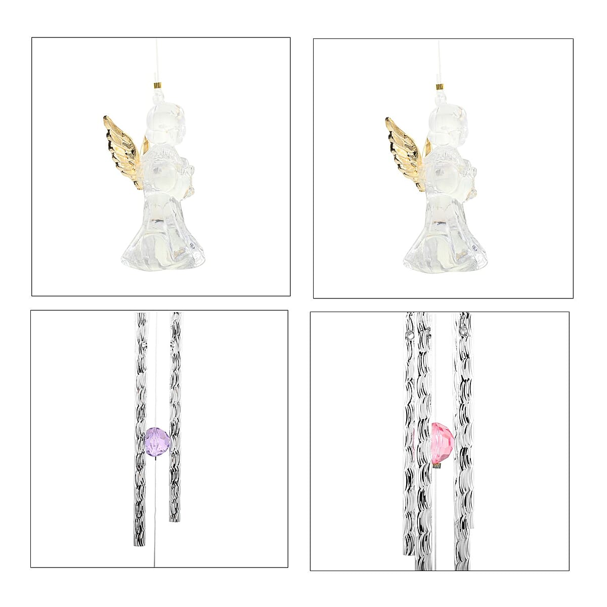 Closeout Set of 4 Coil Wind Chimes -Angel, Dolphin, Moon & Star, Tropical Fish image number 6