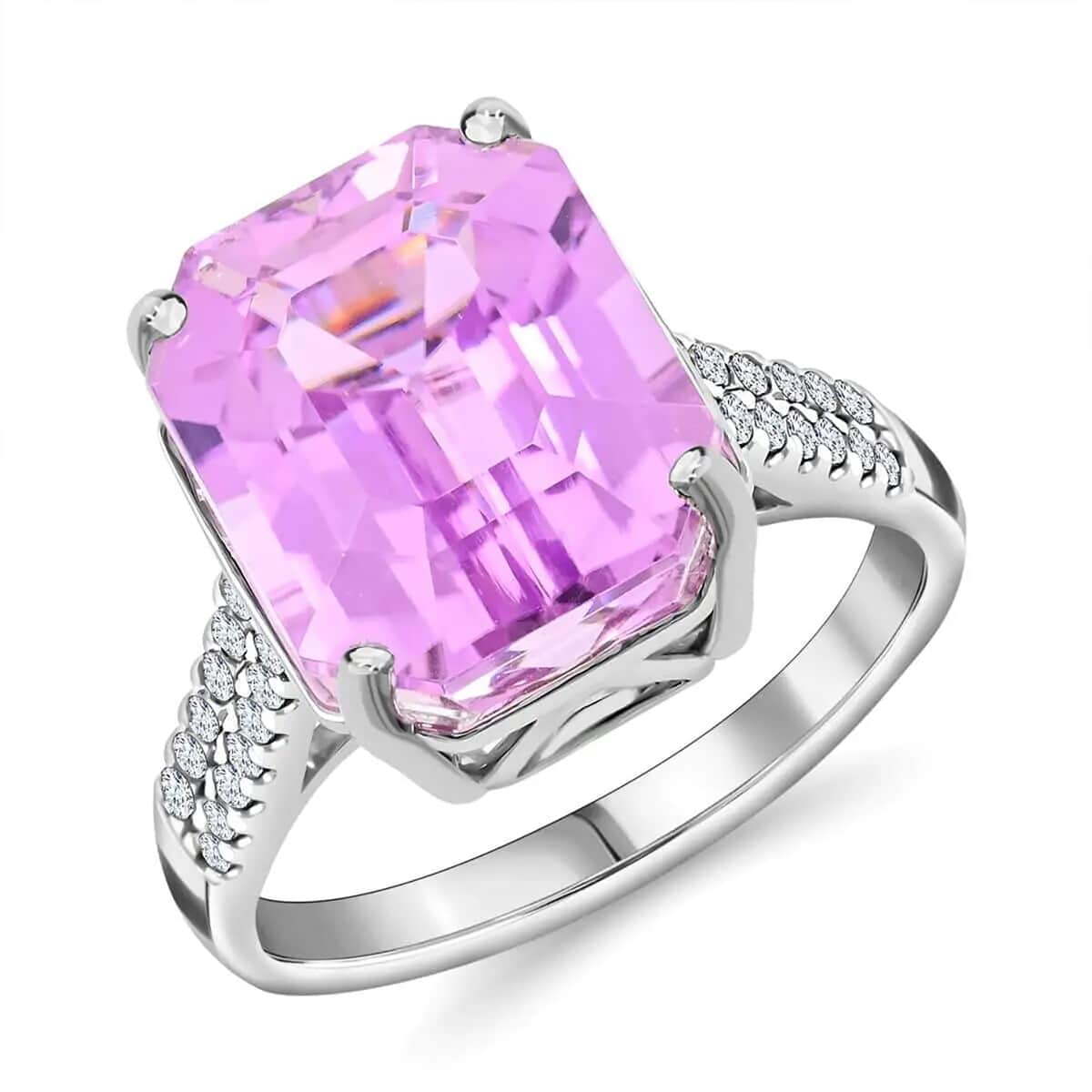 Rhapsody 950 Platinum AAAA Patroke Kunzite and E-F VS Diamond Ring 6.15 Grams (Size 10.0) 14.75 ctw image number 0