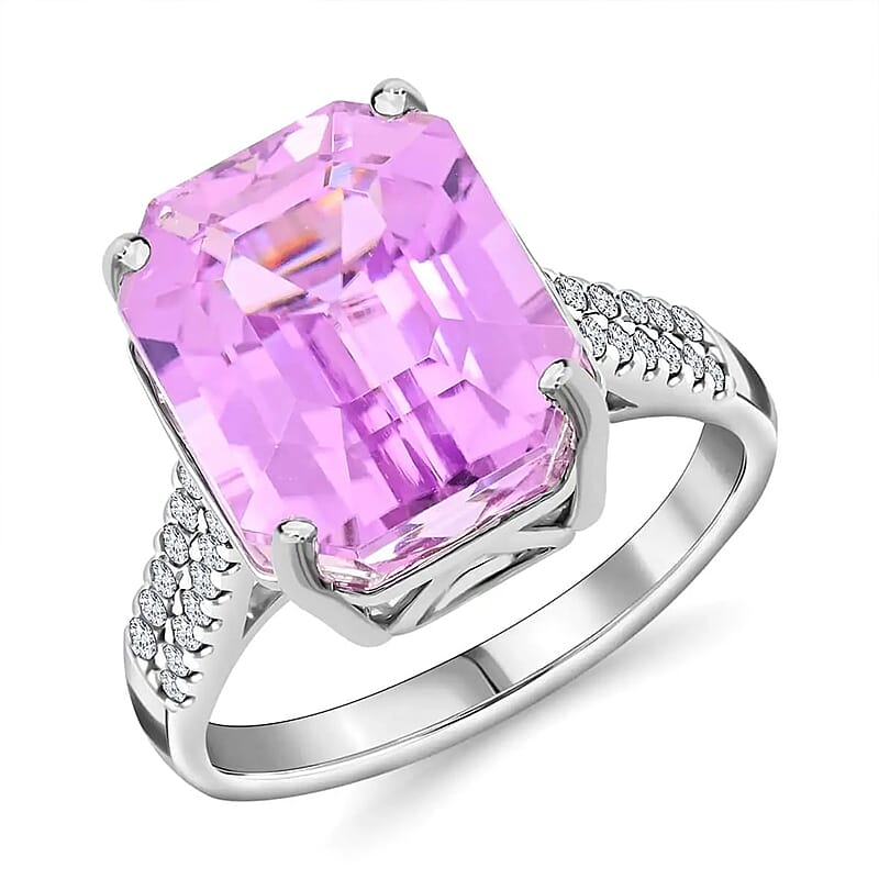 Rhapsody 950 Platinum AAAA Patroke Kunzite and E-F VS Diamond Ring 6.15 Grams (Size 10.0) 14.75 ctw