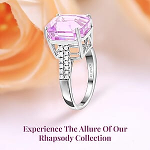 Rhapsody 950 Platinum AAAA Patroke Kunzite and E-F VS Diamond Ring 6.15 Grams (Size 10.0) 14.75 ctw
