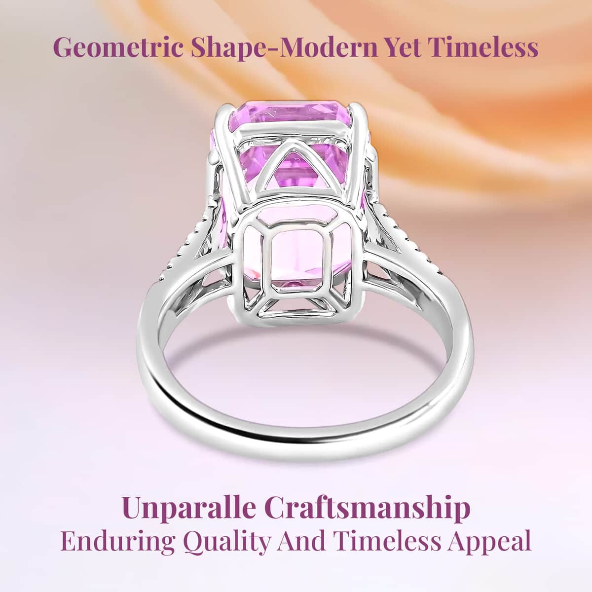 Rhapsody 950 Platinum AAAA Patroke Kunzite and E-F VS Diamond Ring 6.15 Grams 14.75 ctw image number 3