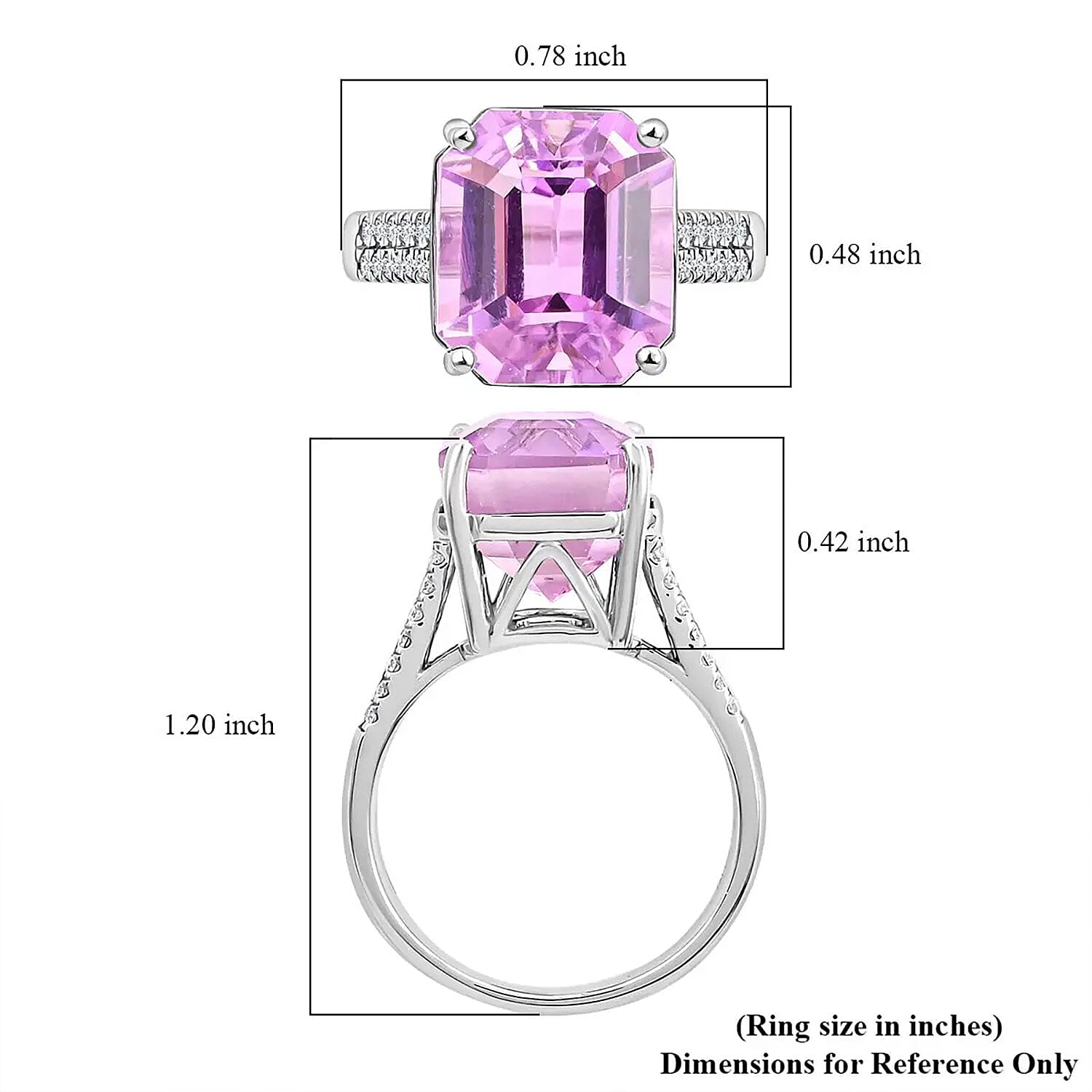 Rhapsody 950 Platinum AAAA Patroke Kunzite and E-F VS Diamond Ring 6.15 Grams (Size 10.0) 14.75 ctw