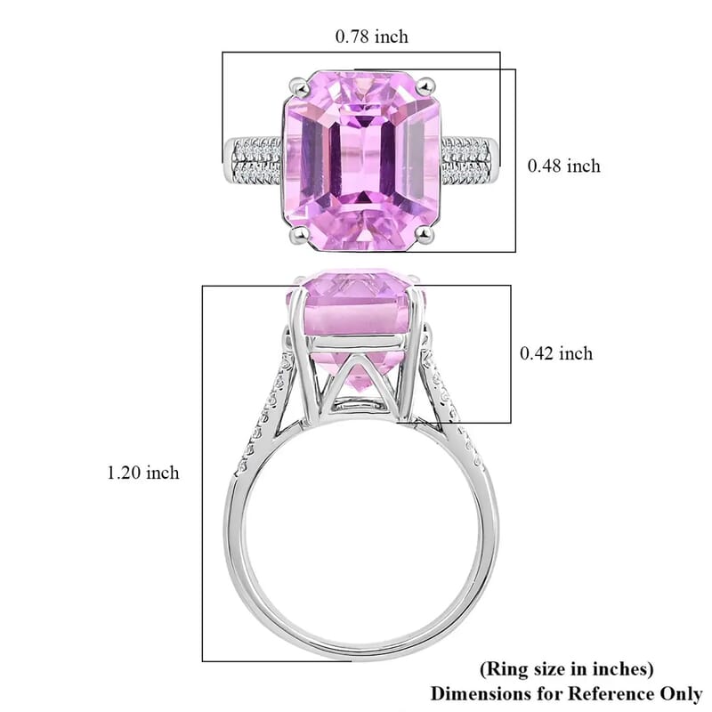 Rhapsody 950 Platinum AAAA Patroke Kunzite and E-F VS Diamond Ring 6.15 Grams (Size 10.0) 14.75 ctw