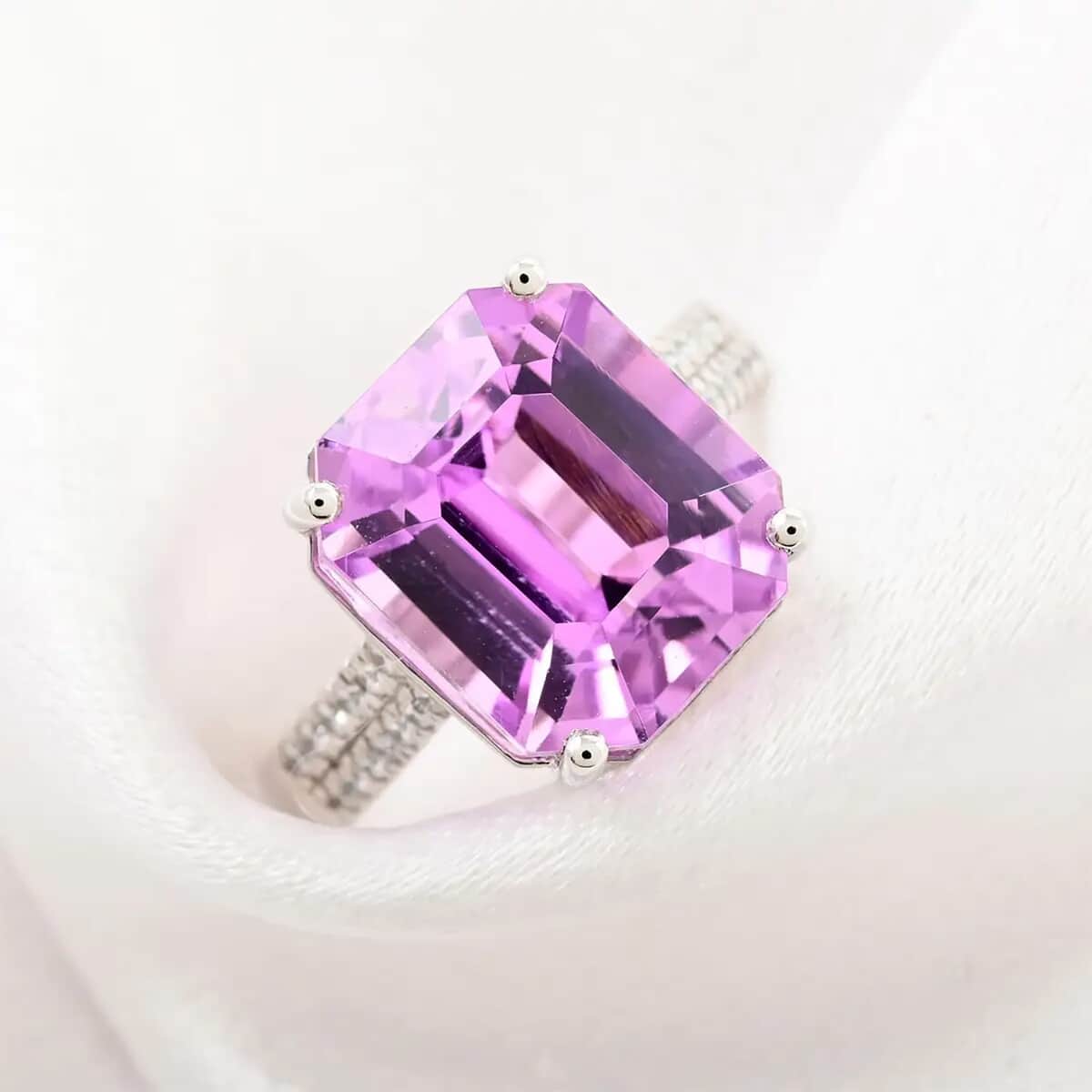 Rhapsody 950 Platinum AAAA Patroke Kunzite and E-F VS Diamond Ring 6.15 Grams (Size 6.0) 14.75 ctw image number 1