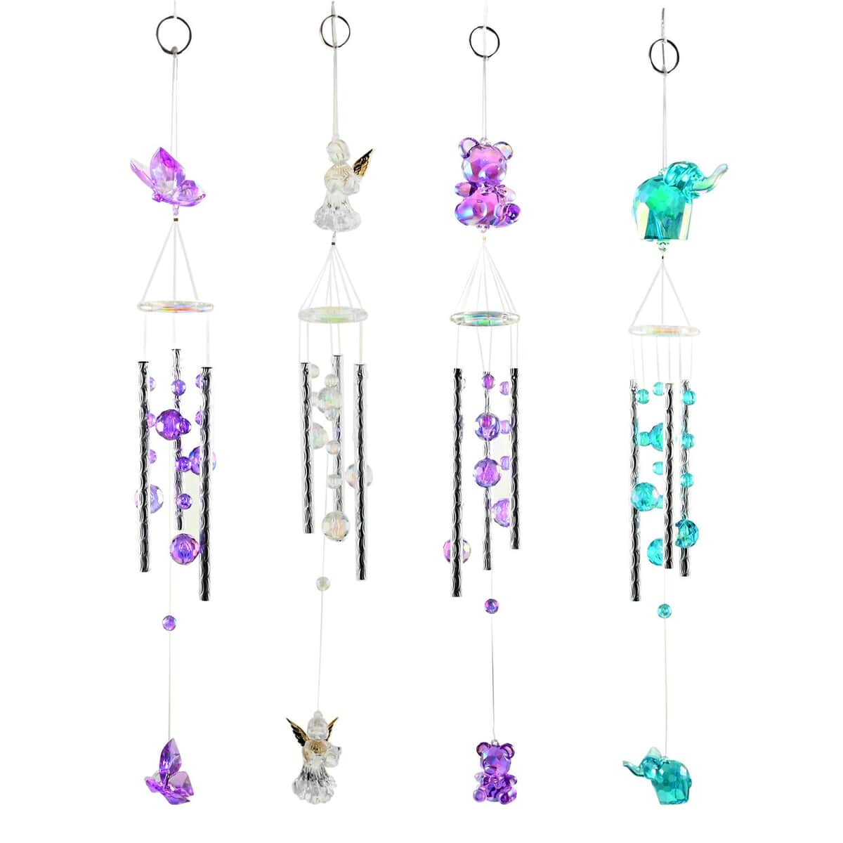 Set of 4 Beads Wind Chimes -Angel, Butterfly, Teddy Bear, Elephant image number 0