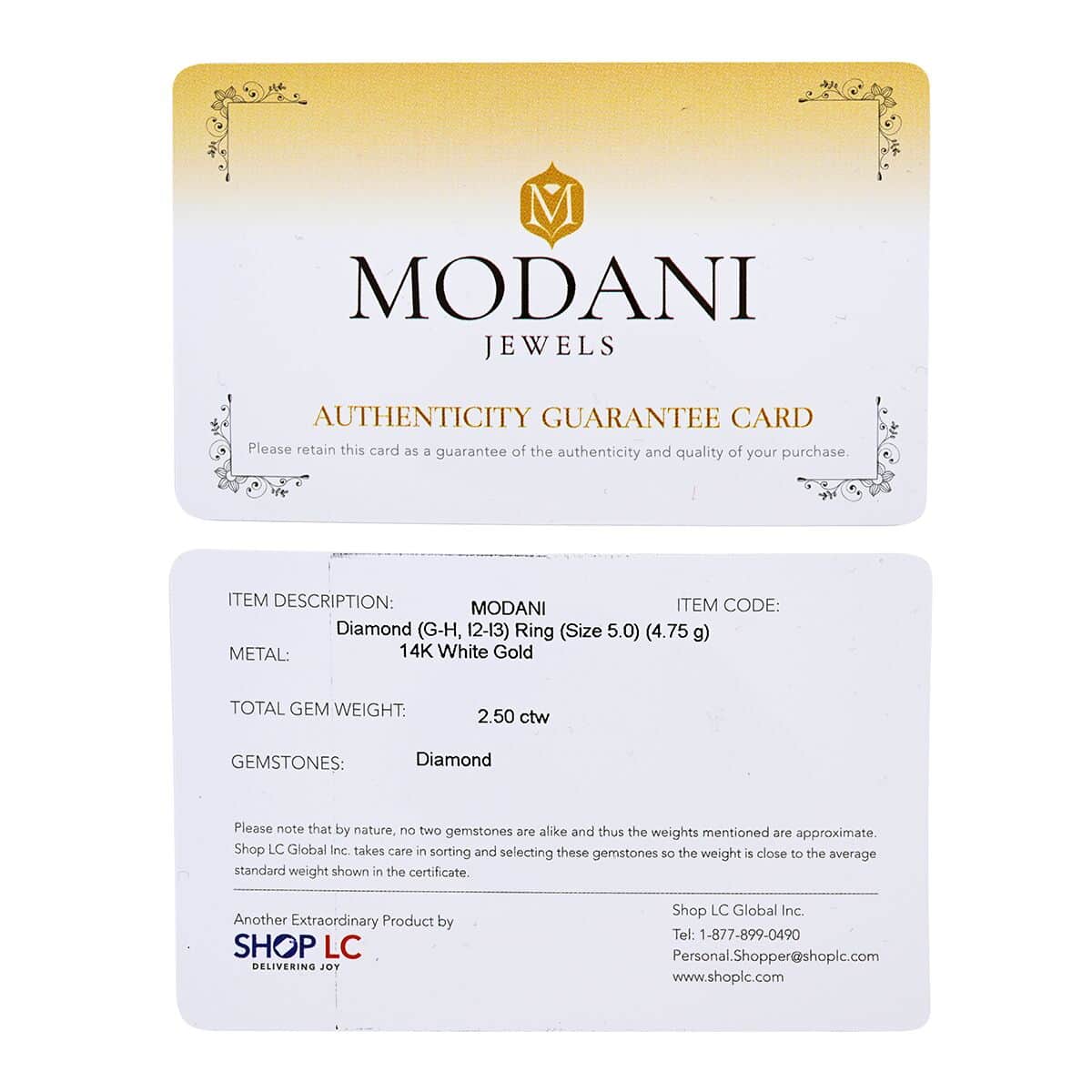 Modani Diamond G-H I2-I3 2.50 ctw Ring in 14K White Gold (Size 5.0) 4.75 Grams image number 6