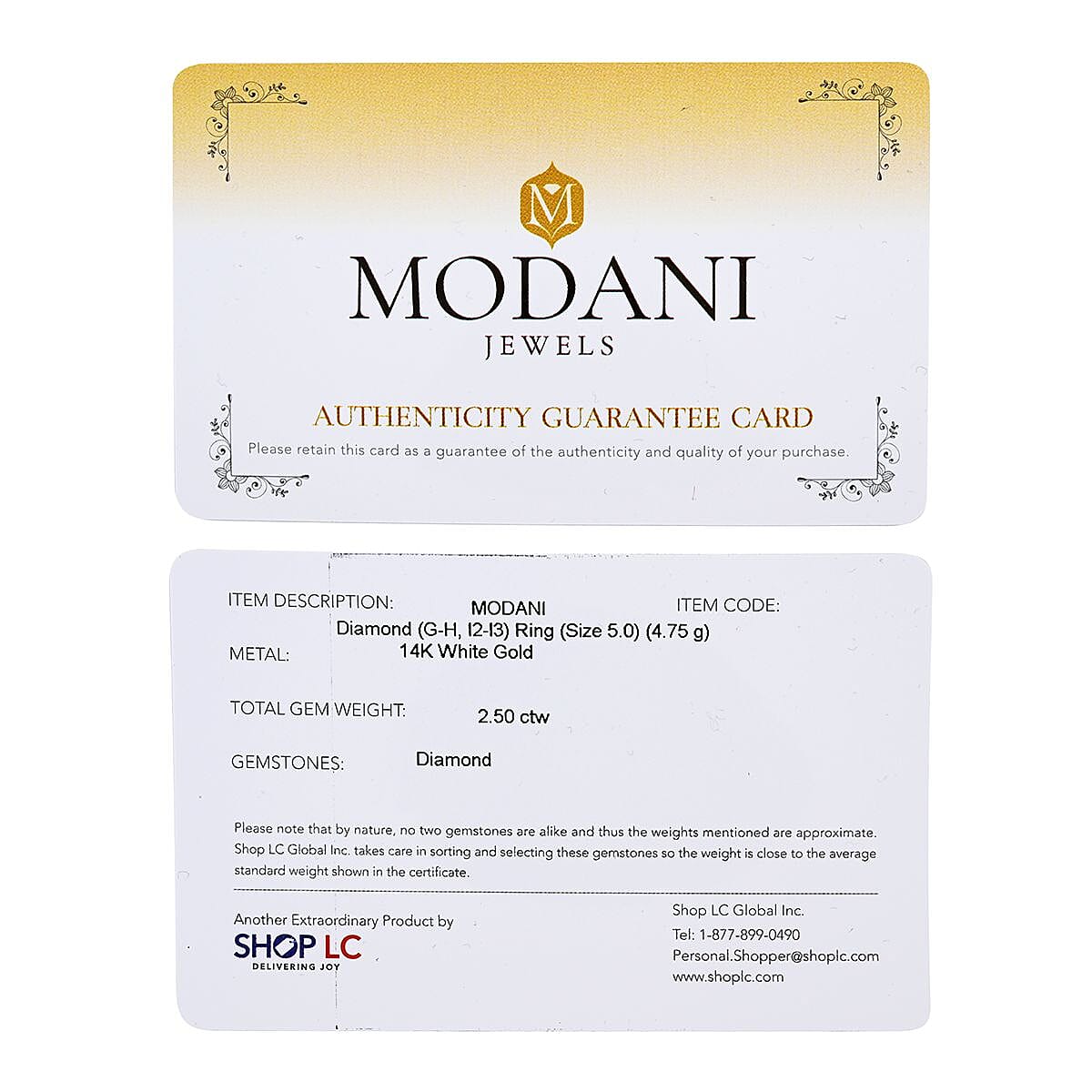 Modani Diamond G-H I2-I3 2.50 ctw Ring in 14K White Gold (Size 9.0) 4.75 Grams image number 6