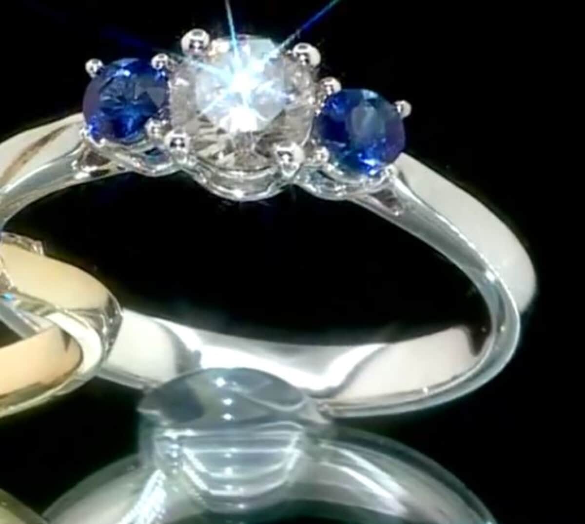 Modani 14K White Gold Diamond G-H I1-I2 and Blue Sapphire Ring (Size 10.0) 0.85 ctw (Del. in 10-12 Days) image number 0