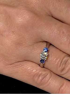 Modani 14K White Gold Diamond G-H I1-I2 and Blue Sapphire Ring (Size 10.0) 0.85 ctw (Del. in 10-12 Days)