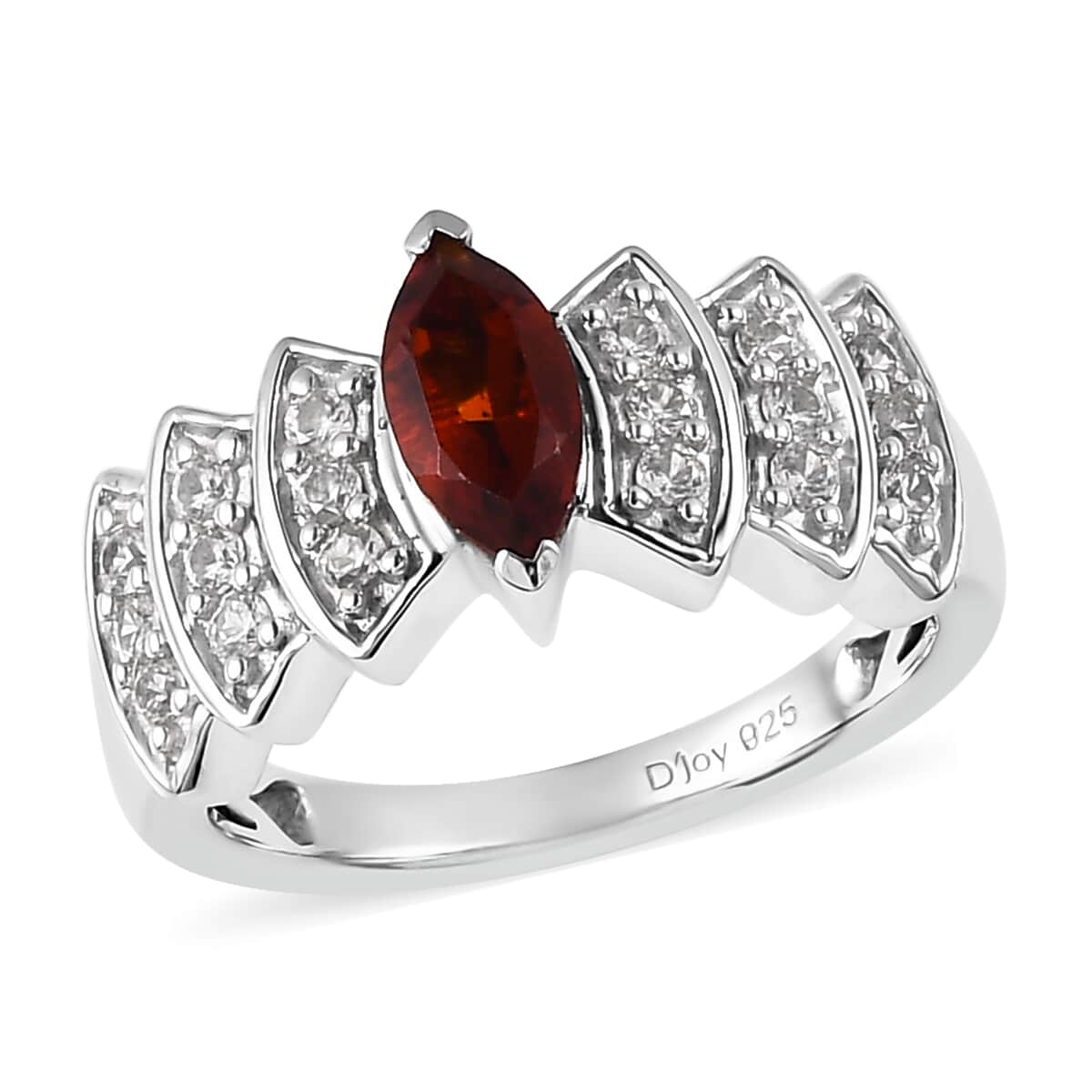 Brazilian Cherry Citrine and White Zircon Ring in Platinum Over Sterling Silver 0.90 ctw image number 0