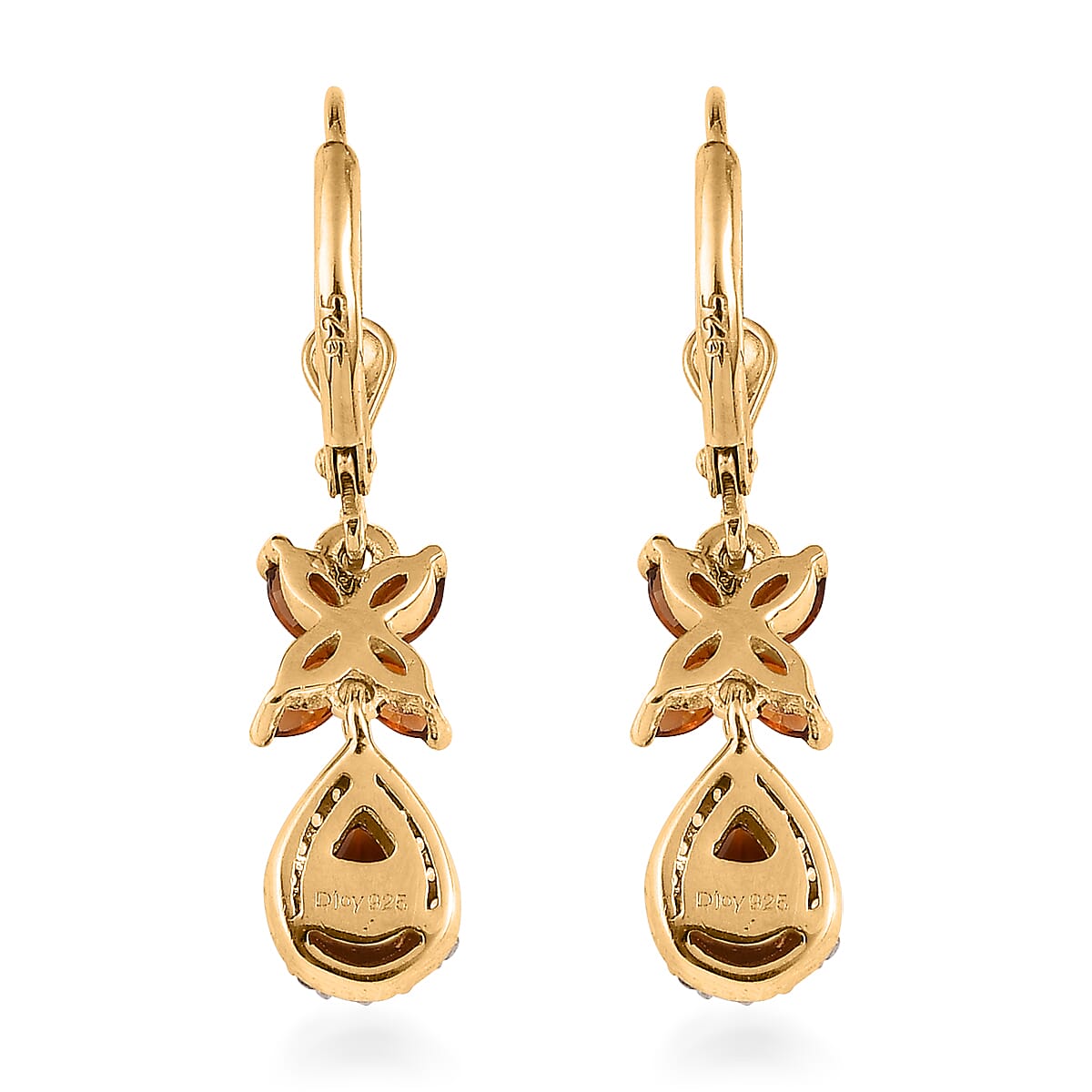 Premium Brazilian Cherry Citrine and Multi Gemstone Lever Back Earrings in Vermeil Yellow Gold Over Sterling Silver 1.80 ctw