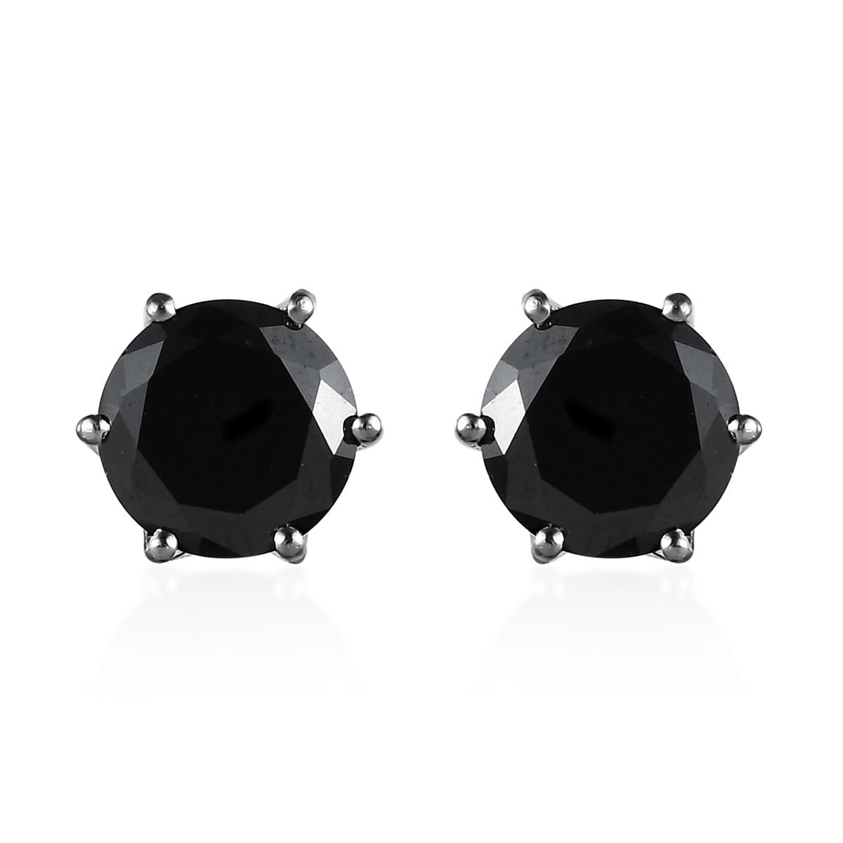 Simulated Black Diamond Solitaire Stud Earrings in Platinum Over Sterling Silver 3.00 ctw image number 0