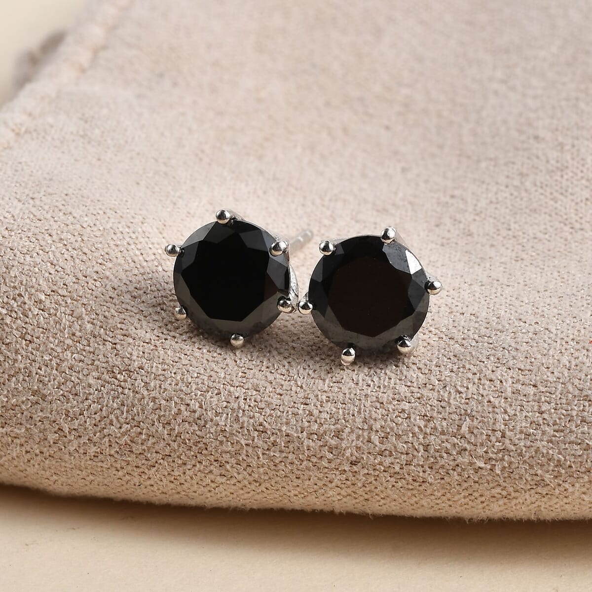 Simulated Black Diamond Solitaire Stud Earrings in Platinum Over Sterling Silver 3.00 ctw image number 1