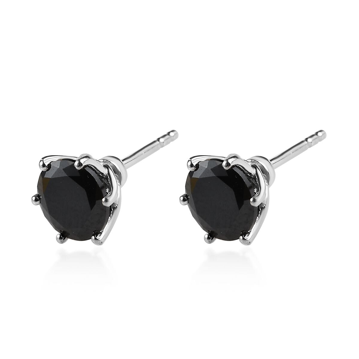 Simulated Black Diamond Solitaire Stud Earrings in Platinum Over Sterling Silver 3.00 ctw image number 4