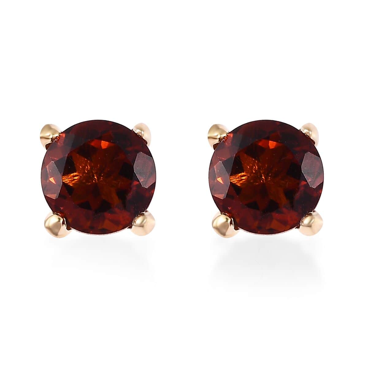 Brazilian Cherry Citrine Solitaire Stud Earrings in Vermeil Yellow Gold Over Sterling Silver 1.50 ctw image number 0