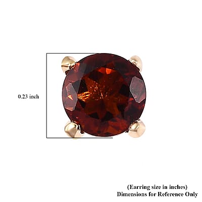 Brazilian Cherry Citrine Solitaire Stud Earrings in Vermeil Yellow Gold Over Sterling Silver 1.50 ctw