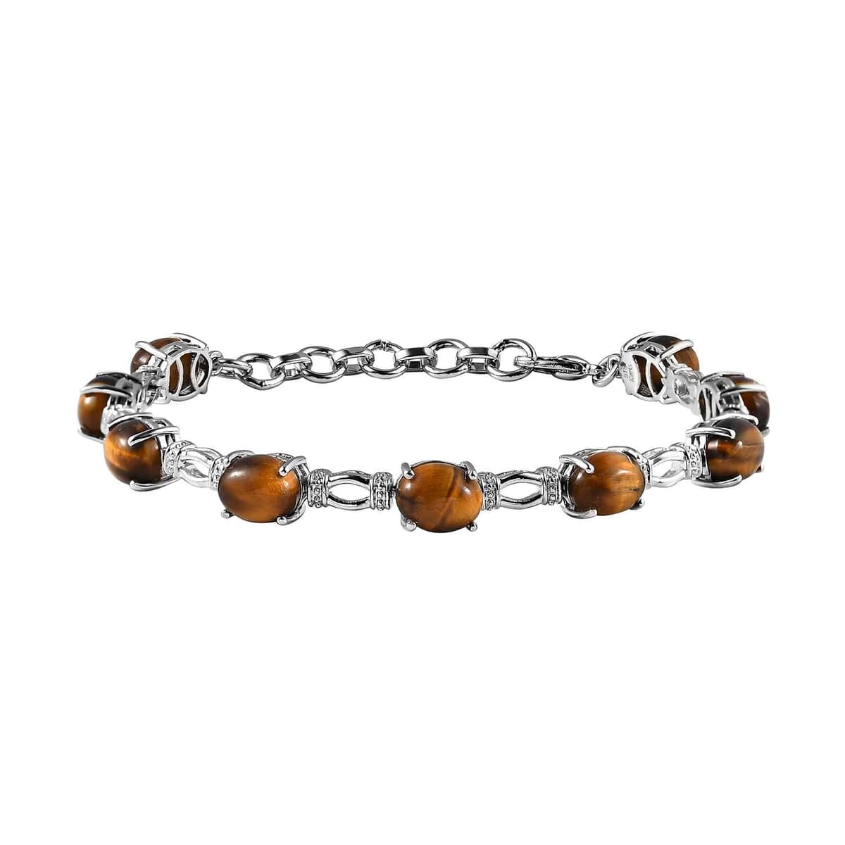 Karis Tiger's Eye Bracelet in Platinum Bond (6.50-8.0In) 21.00 ctw image number 0